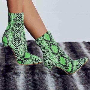 Bottines serpent vert à motif design élégant
