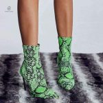 Bottines vertes serpent avec semelle femme stylée