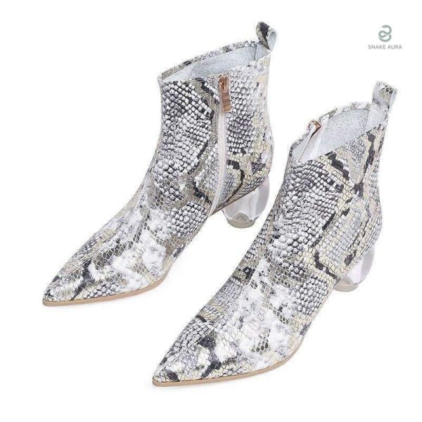 Modèle de bottines serpent à talons, chic et sophistiqué