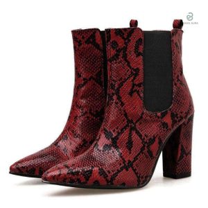 Bottines Python Bordeaux élégantes et tendance