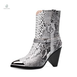 Bottines en cuir au motif serpent, élégance garantie