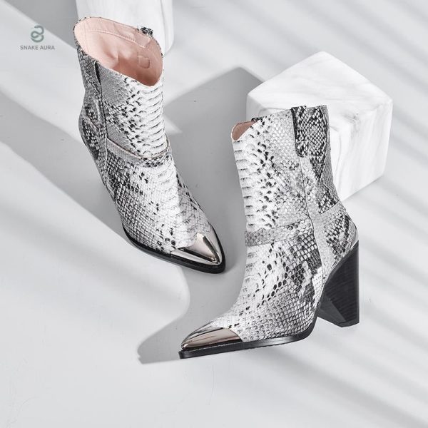 Bottines en cuir serpent, accessoire tendance