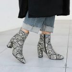 Bottines serpent en cuir gris avec motif python