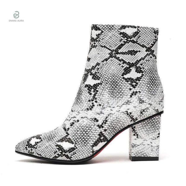 Bottines grises avec motif serpent pour femme