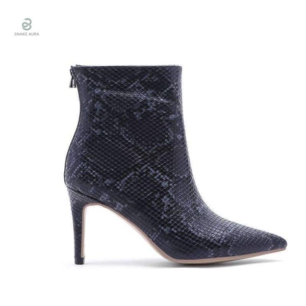 Bottines tendances, motif serpent élégant en coloris noir