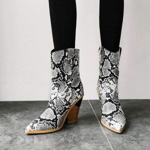 Style Santiag avec design serpent gris