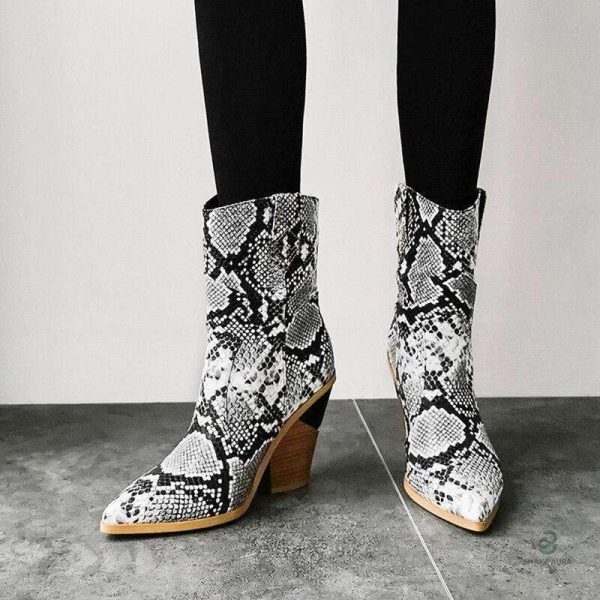 Style Santiag avec design serpent gris