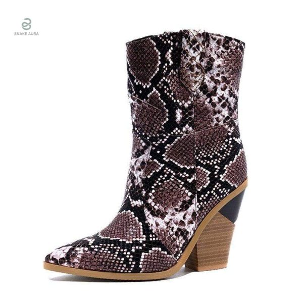Bottines Santiag serpent marron élégantes et modernes