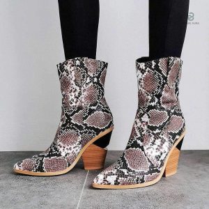 Bottines serpent marron avec style Santiag intemporel