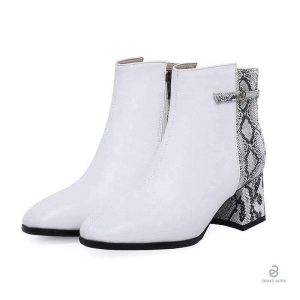 Bottines en serpent avec design bicolore