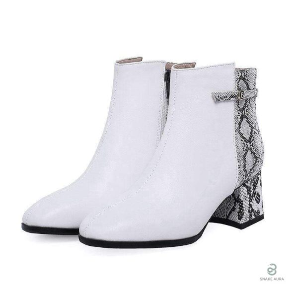 Bottines en serpent avec design bicolore