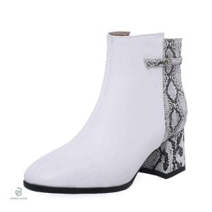 Bottines bicolores serpent pour femme