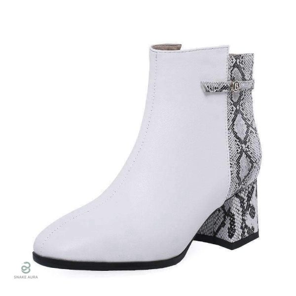 Bottines bicolores serpent pour femme