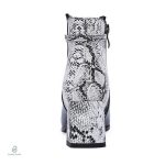 Bottines bicolores en simili serpent