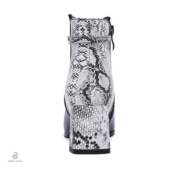 Bottines bicolores en simili serpent