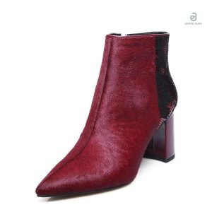 Bottines serpent bordeaux élégantes et tendance
