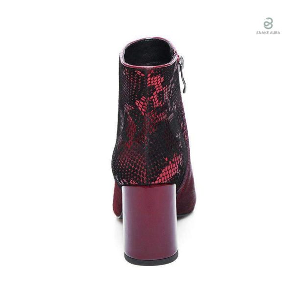 Bottines serpent bordeaux confortables pour un look affirmé