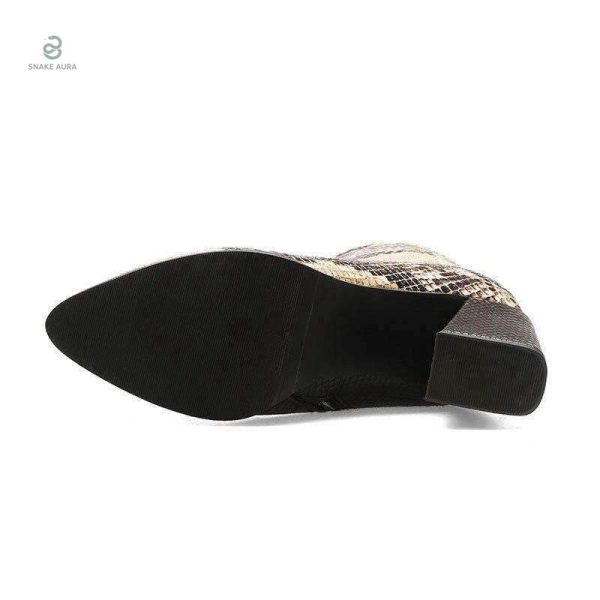 Bottines serpent, design bi-ton camel