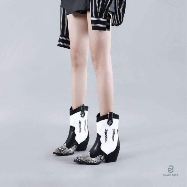 Bottines serpent au look western unique
