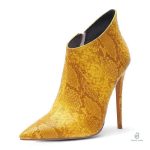 Bottines serpent jaune élégantes pour un style audacieux