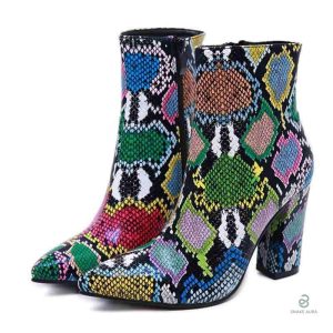 Bottines serpent multicolore au design unique