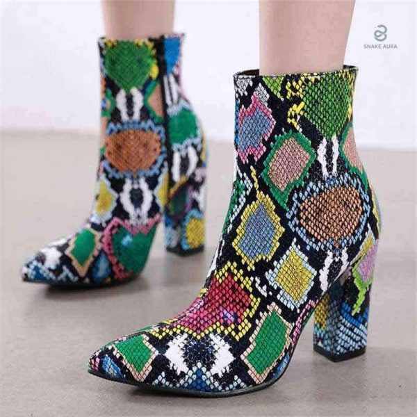 Bottines serpent à l'imprimé original et captivant