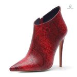 Bottines serpent rouge élégantes et tendance