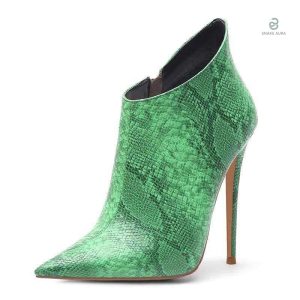 Bottines serpent vert