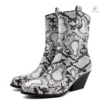 Bottines serpent style santiag en cuir noir