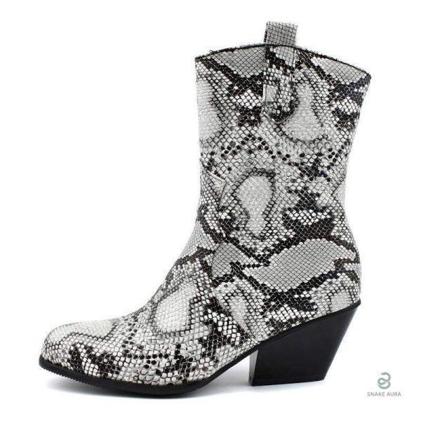Bottines à imprime serpent, style western