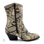 Chaussures Santiag en simili serpent beige