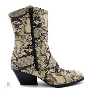 Chaussures Santiag en simili serpent beige