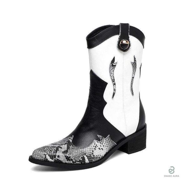 Bottines Python Western en design serpent
