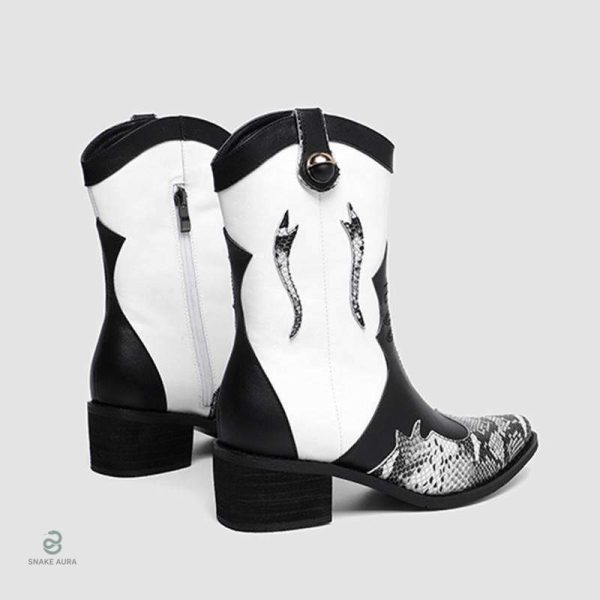 Bottines style Western en cuir serpent