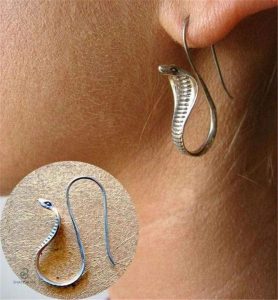 Boucles d'oreilles argentées serpent avec motif cobra