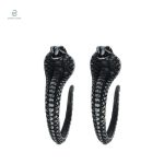 Boucles d'oreilles serpent noir en forme de cobra