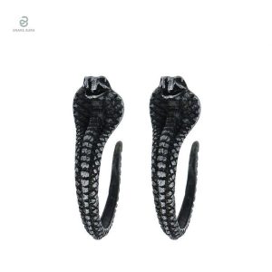 Boucles d'oreilles serpent noir en forme de cobra