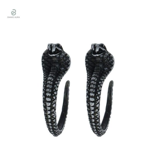 Boucles d'oreilles serpent noir en forme de cobra