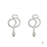 Boucles d'oreilles serpent argenté avec diamants embellissants