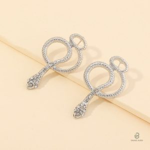 Boucles d'oreilles serpent en argent avec éclat de diamant
