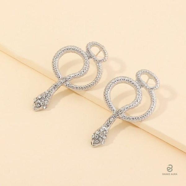 Boucles d'oreilles serpent en argent avec éclat de diamant