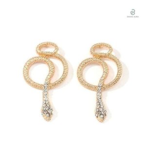 Boucles d'oreilles serpent or rose avec diamant