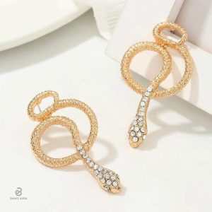 Créole serpent en or rose, accent diamant