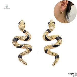 Boucles d'oreilles serpent en or, style fantaisie unique et original