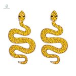 Boucles d'oreilles serpent avec perle jaune élégante