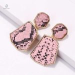 Boucles d'oreilles en forme de serpent, design bohème rose