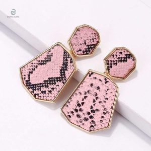 Boucles d'oreilles en forme de serpent, design bohème rose