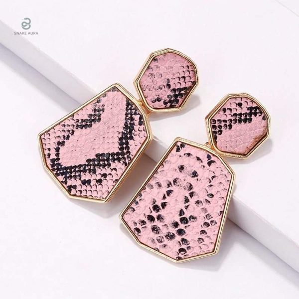 Boucles d'oreilles en forme de serpent, design bohème rose