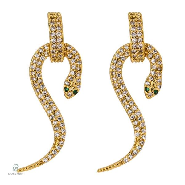Boucles d'oreilles serpent en or et diamant