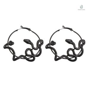 Boucles d'oreilles serpent noir en forme de cercle
